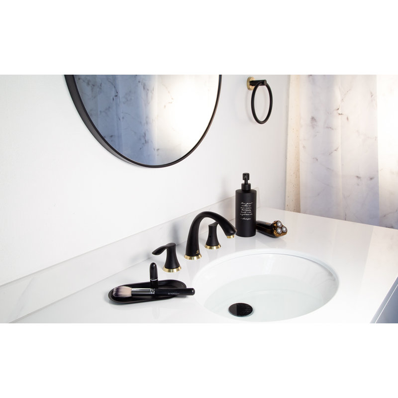 Widespread 2-Handle Bathroom Faucet with Drain Assembly, Gold/Black