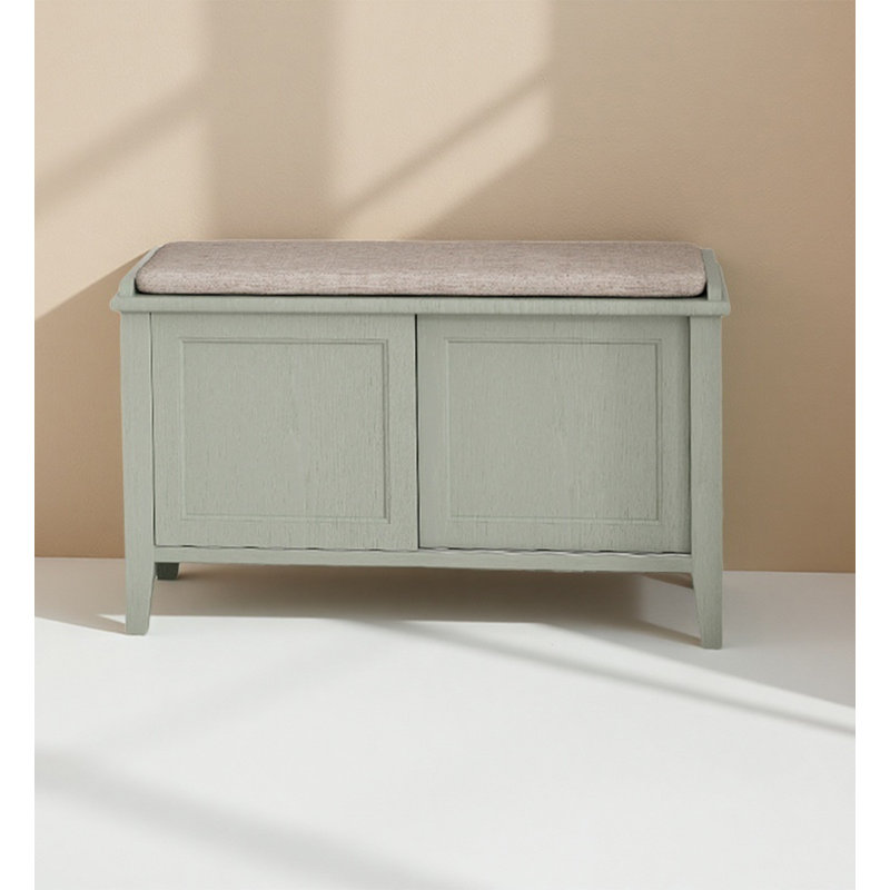Banc de rangement pour chaussures en bois massif avec portes doubles