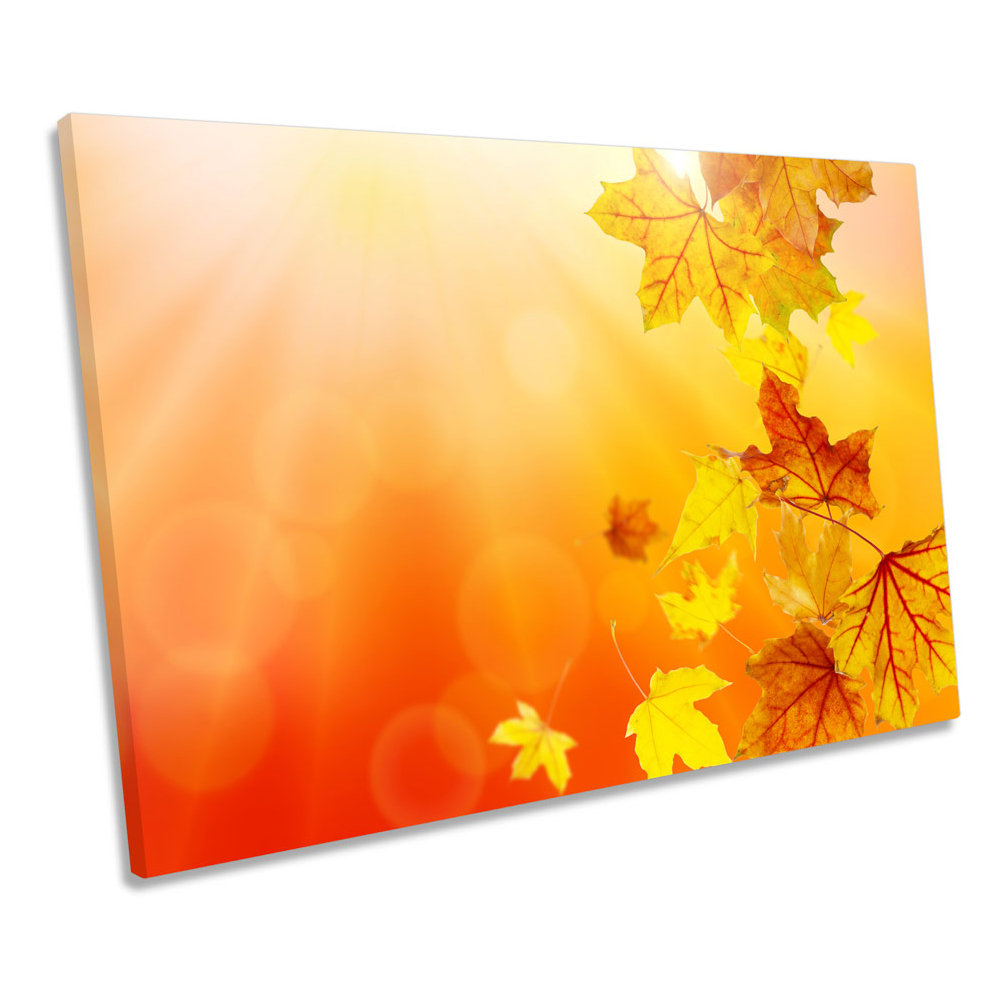 Ebern Designs Autumn Leaves Floral CANVAS WALL ART Print Picture ...