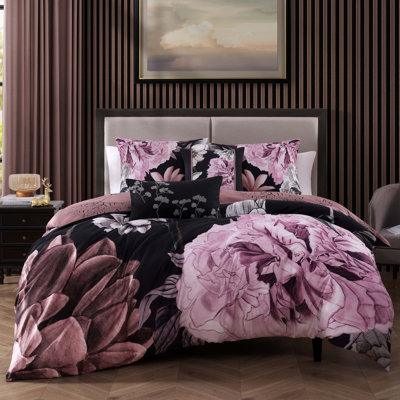 Bebejan Midnight Meadow 200 Thread Count 100% Cotton Sateen 5-Piece Reversible Comforter Set