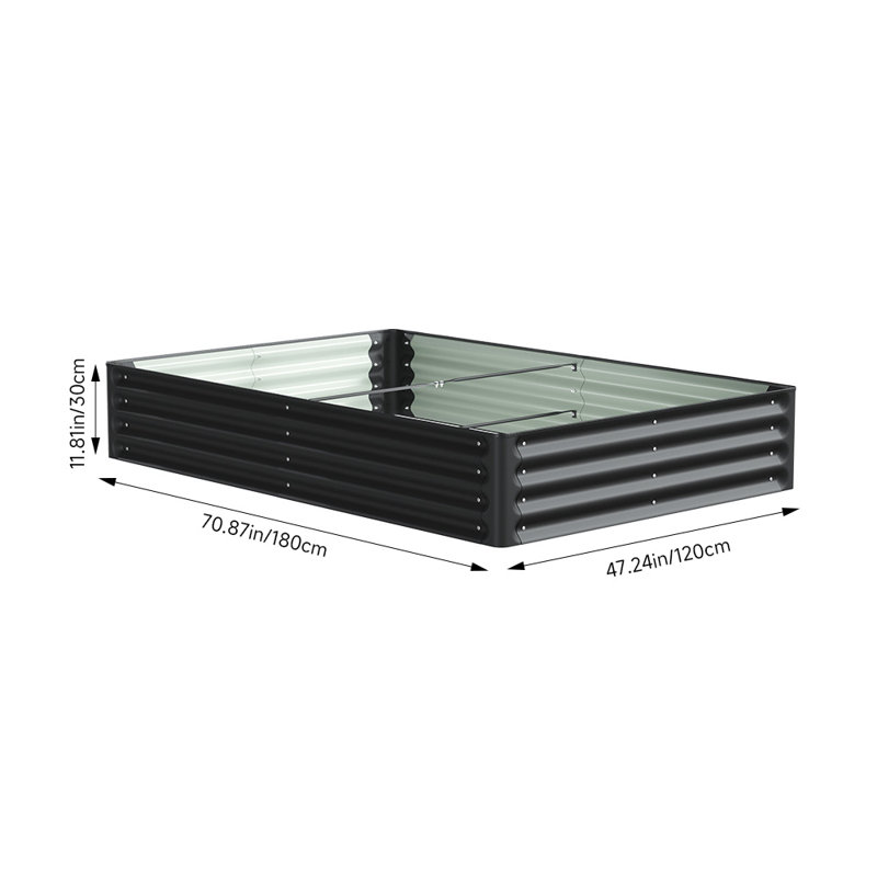 Raised Garden Bed, 30cm H x 180cm W x 120cm D, Black