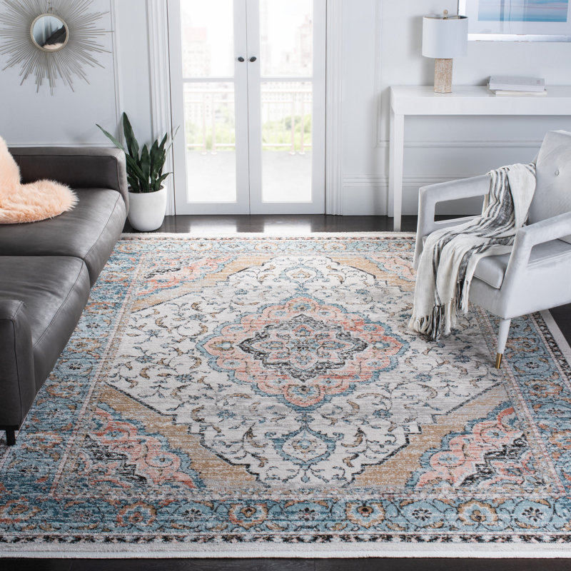 Tapis gris/bleu Raceland, Rectangle 8 pi x 10 pi