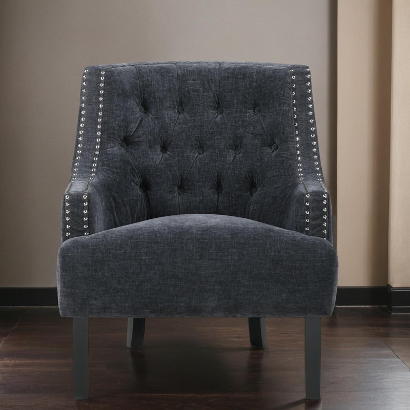  Bania 28" Modern & Contemporary Accent Chair - Chenille Accent Chair Elegant Button-Tufted Back, Dacron Wrapped Seat Cushion