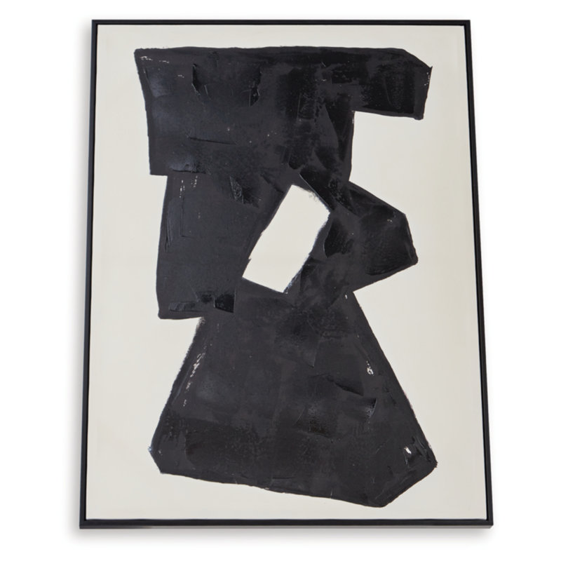 Garviery 30" x 40" Black and Beige Abstract Wall Art