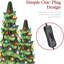 Ensemble de 3 sapins de Noël XL en céramique, pré-illuminés et peints à la main, décorations de table pour les fêtes avec ampoules multicolores et lumières DEL vertes.