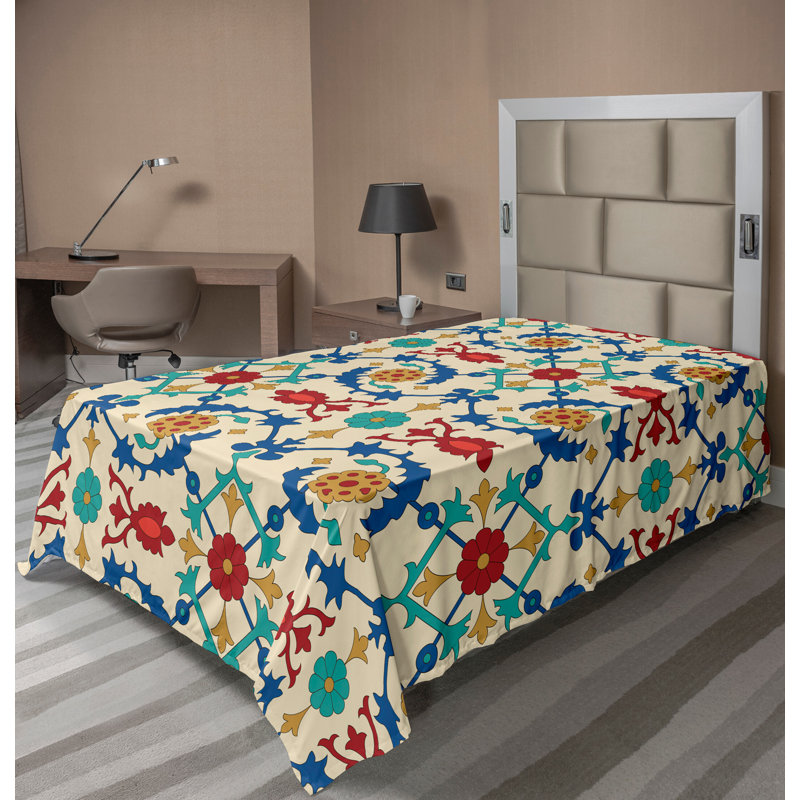 Multicolore Ambesonne, Drap plat pour lit simple