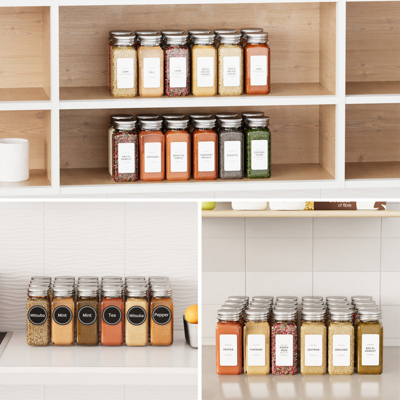24 Pcs 4oz Glass Spice Jars with Labels - Empty Spice Bottles with Minimalist Farmhouse Stickers and Funnel, Seasoning Containers for Spice Rack, Cabinet, and Drawer,