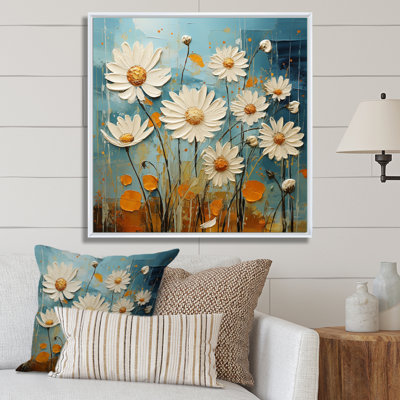 Marguerite blanche et bleu sarcelle Serenade I - impression