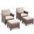 Coady All-Weather Wicker Outdoor Wide Armrest Lounge Chairs With Ottomans-861397555