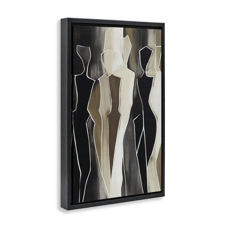 Earthy People Silhouettes Floating Frame, design by LSR Creative Studio, 31" H x 21" W, Jet Black Floater Frame