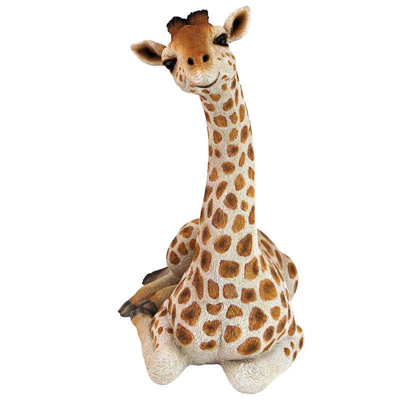 Medium Hand-Painted Resin Resting Giraffe Statue