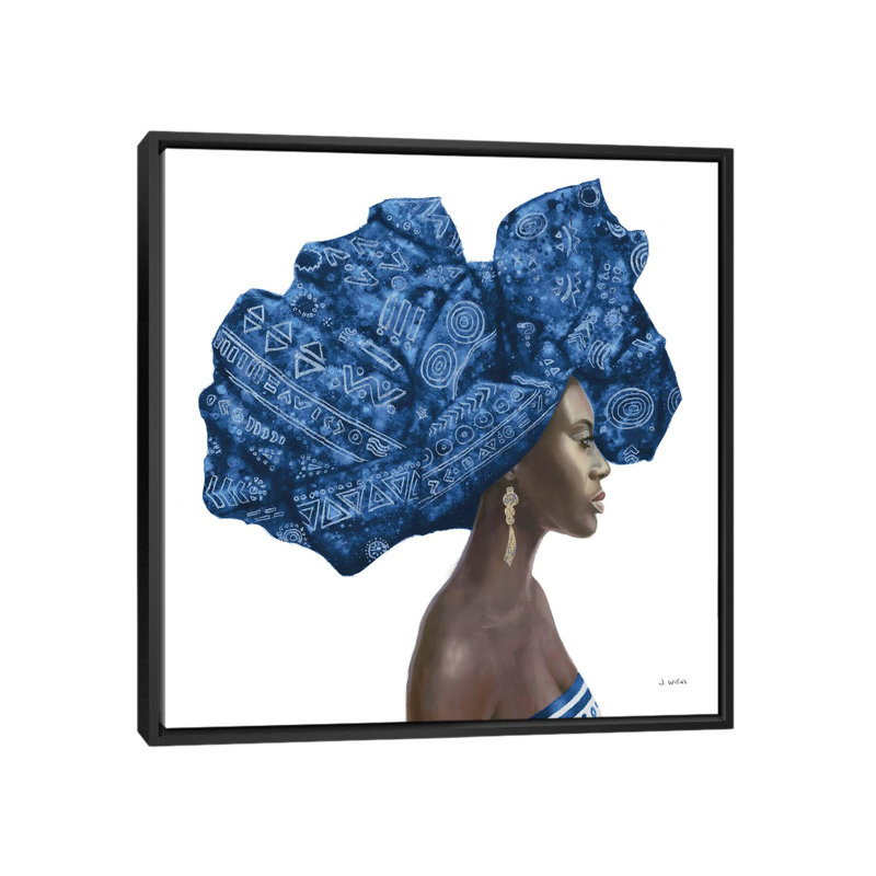 " Pure Style II Blue " by James Wiens, 18" H x 18" W x 1.5" D, Black Framed Canvas