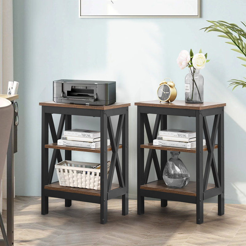 Ensemble de chambre à coucher et tables de chevet 3 pièces Alsa, Brun, Simple