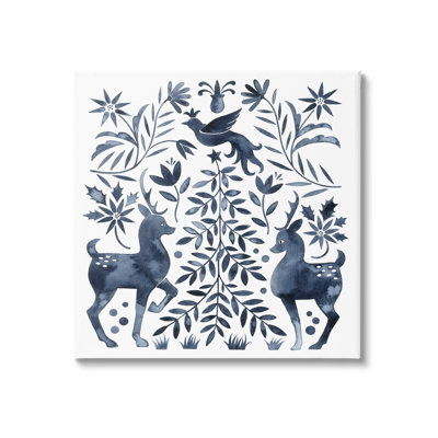 Festive Deer Dove Christmas Tree Botanicals Leaves