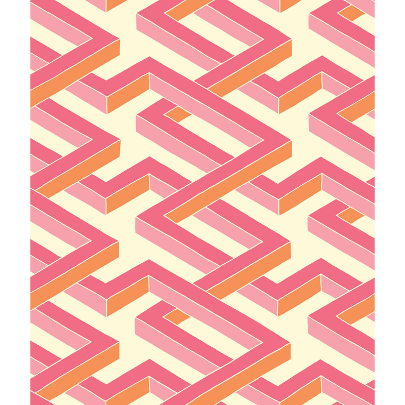 Luxor Geometric Wallpaper Roll, Pink