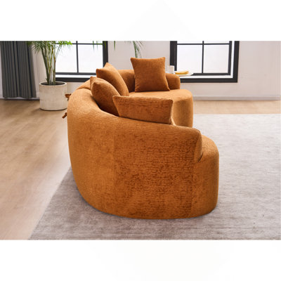 Canapé-lit modulaire incurvé orange de 110 po en L 110 po, canapé-lit en chenille haute densité 30D pour la vie en appartement, le salon,