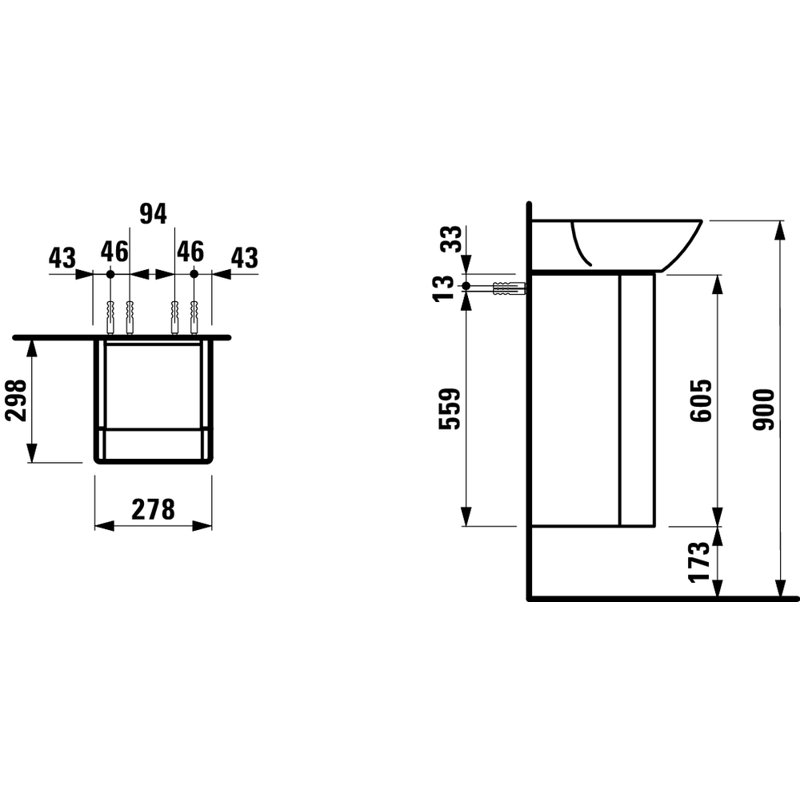 Ino 17.72'' W Single Vanity, Without Hole, White Matt, Right Hinge