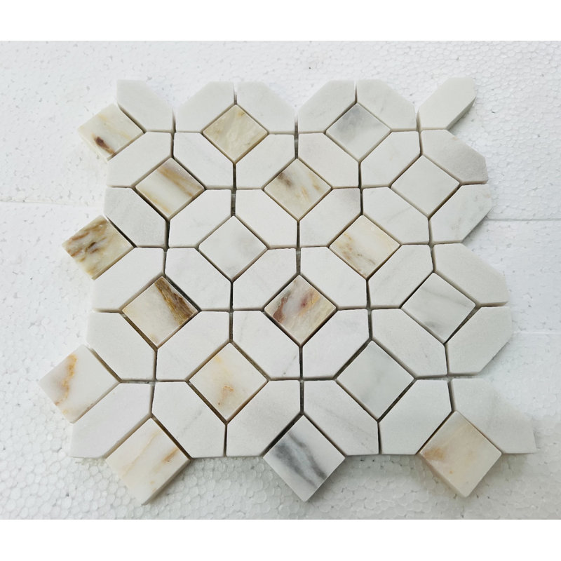 Carreau de mosaïque en pierre naturelle Eclipse 9,5 po x 9,5 po Calacatta