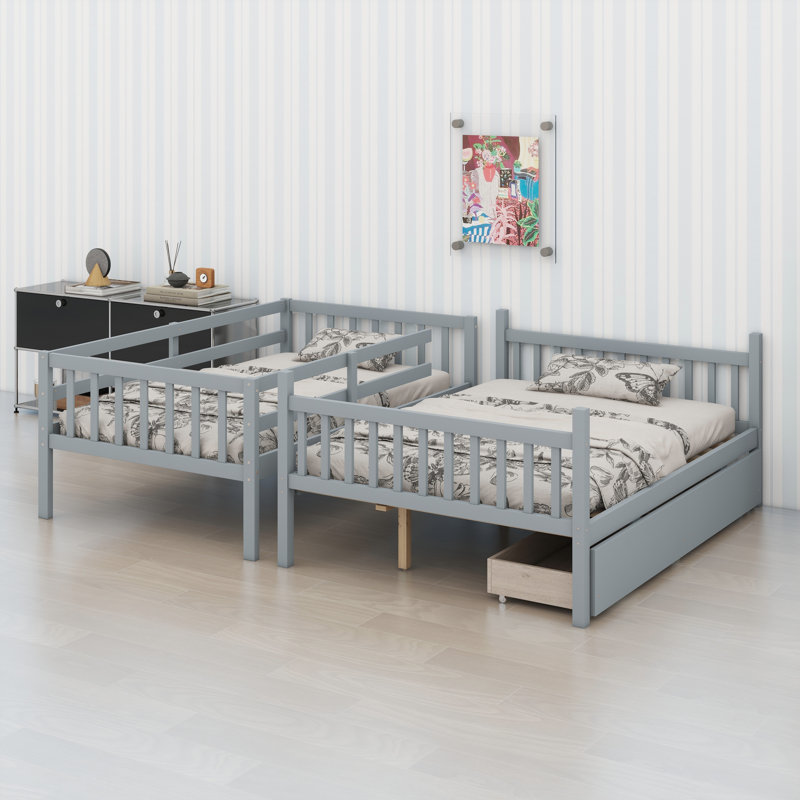 Space-Saving Bunk Bed Featuring Storage Drawers, Easy Conversion To Separate Beds, And Protective Rails, Espresso