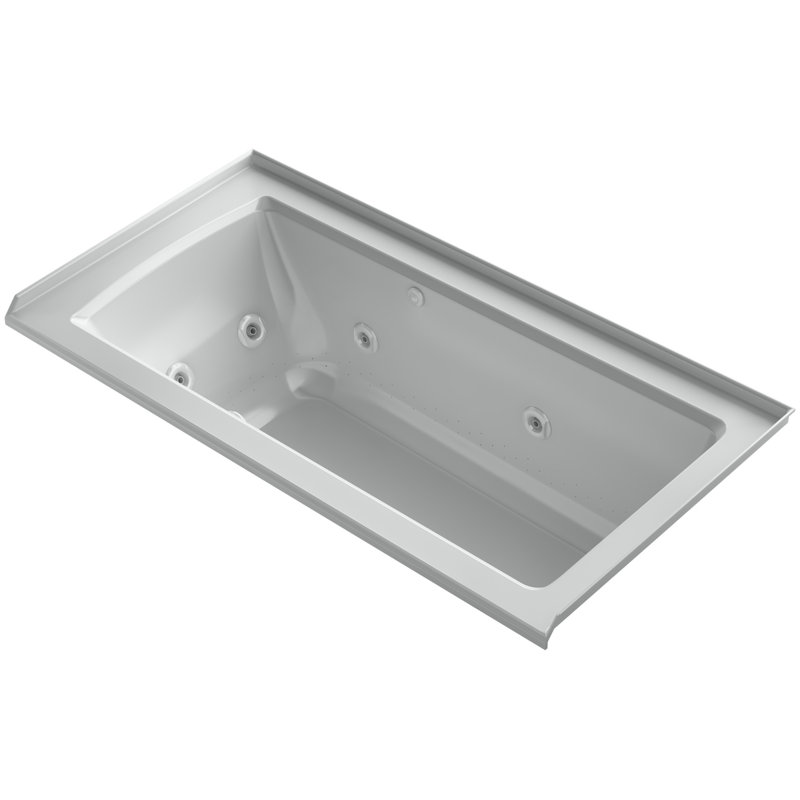 Archer Integral Flange Whirlpool and BubbleMassage Air Bath, Ice Gray, Right