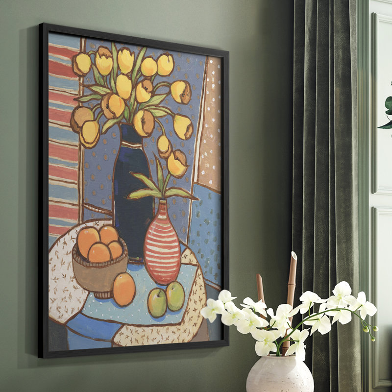 Table Still Life II, reproduction encadrée - bois massif, Noir, H 20 po x l 16 po