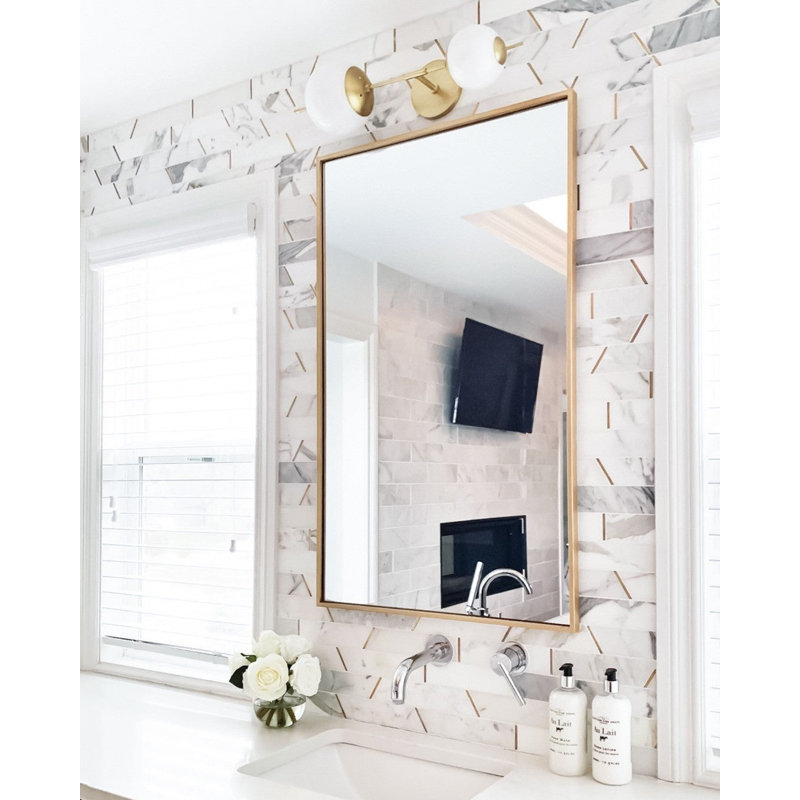 Matrix Trapezoid Marble And Brass Tile