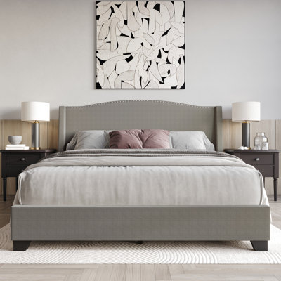 Nikrae Upholstered Wingback Storage Bed