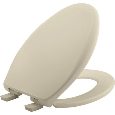 Slow Close Toilet Seat, Easy Clean Hinges And Adjustable Perfect Fit Plastic Seat, Made In USA, Elongated, Bone