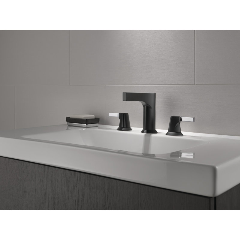 Zura Widespread Faucet with Drain Assembly, Chrome/Black