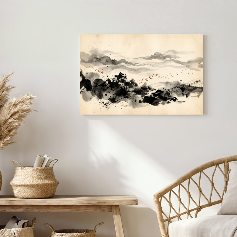 «Gallery Wrap», art mural sur toile pour le salon, la chambre à coucher, le bureau ou le vestibule - décoration murale décorative avec nuage de montagne