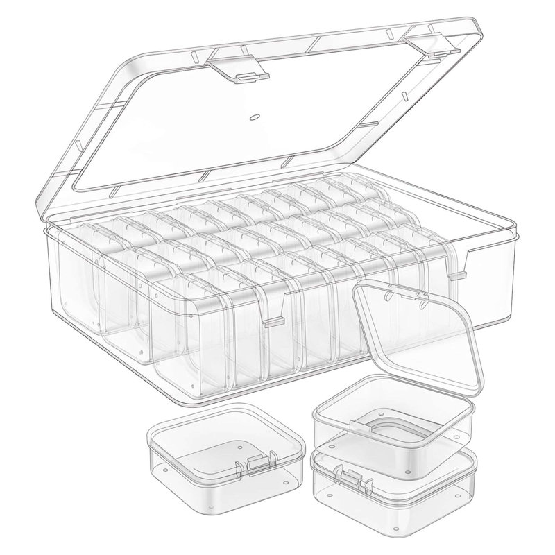 30 boîtes de rangement pour bijoux en plastique