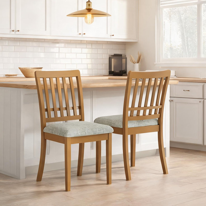 Ensemble de 2 chaises d'appoint scandinaves modernes aux tons bruns avec dossier en bois courbé et revêtement en tissu brun clair