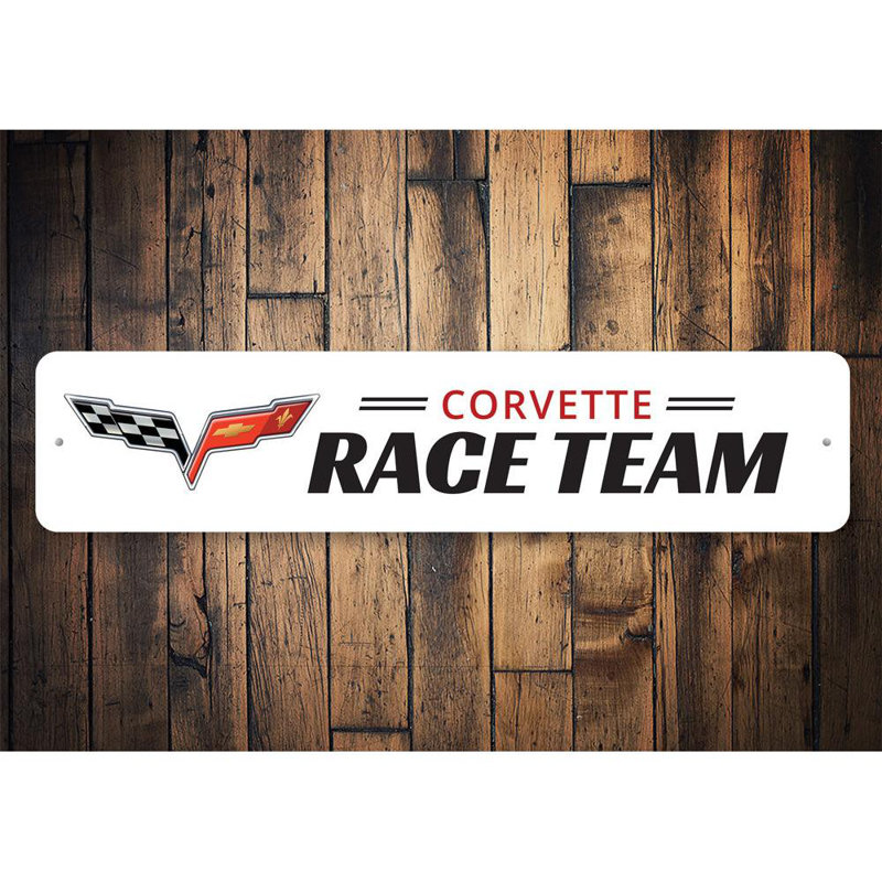 Panneau en aluminium Corvette Race Team, H 6 po x l 24 po x P 0,06 po