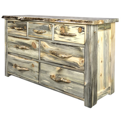 Commode 7 tiroirs en bois massif Jaynee