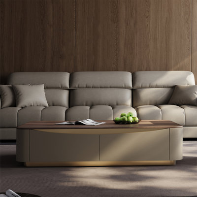 Light luxury rectangular solid wood coffee table
