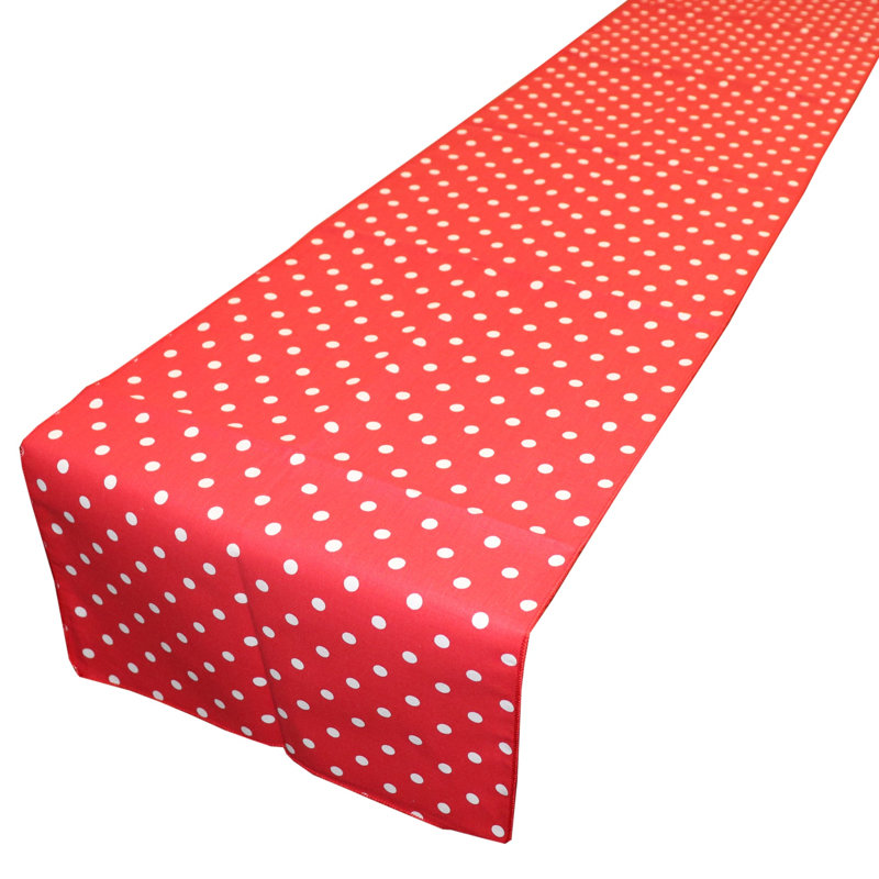 Small Dots Print Table Runner, 12" W x 120" L, Red/White