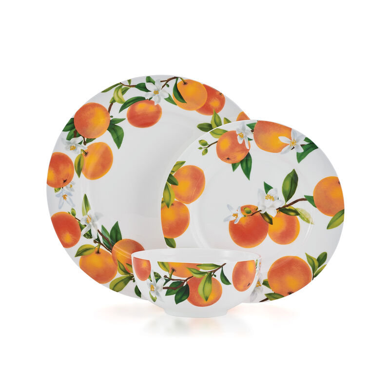 Mandarin 12-Piece Lightweight Chip-Resistant Bone China Dinnerware Set, Service for 4
