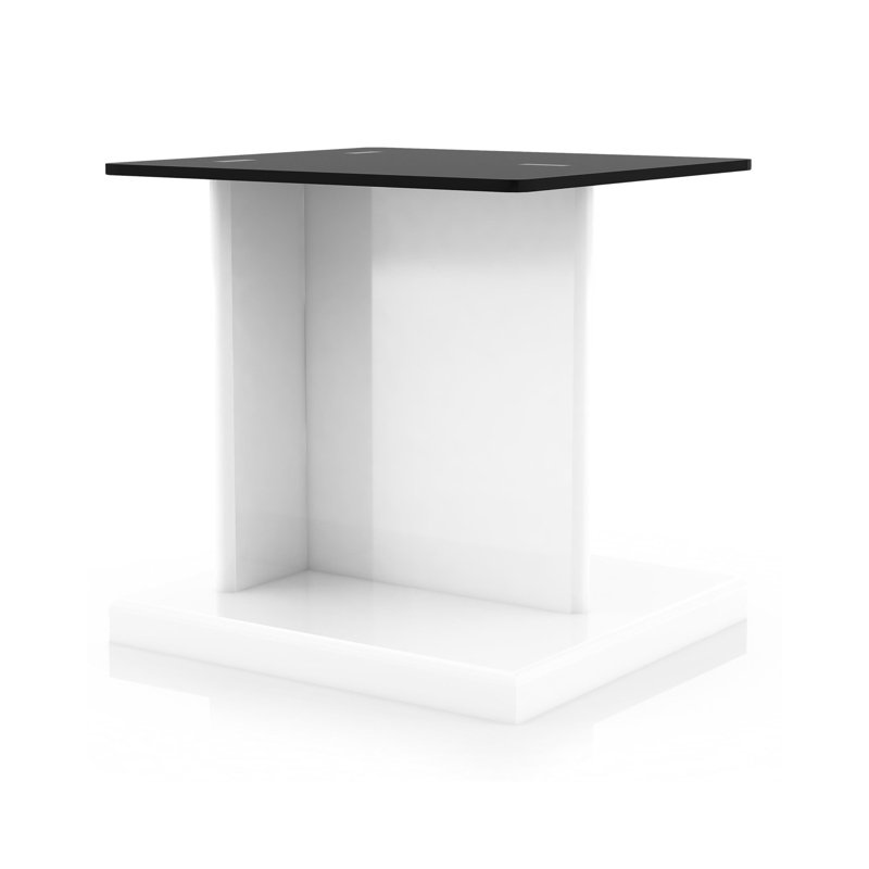 Table de bout contemporaine 22,5 po, noir / blanc