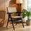 Chaises pliantes avec accoudoirs pour salle à manger de style Mid-Century et chaises en bambou pour l'extérieur de la chambre à coucher, capacité de 440 lb, noir.