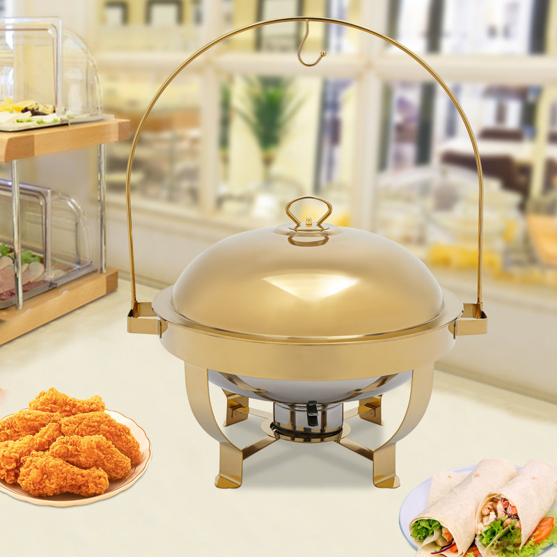 7.26Qt Gold Round Chafing Dish Buffet Warmers Sets