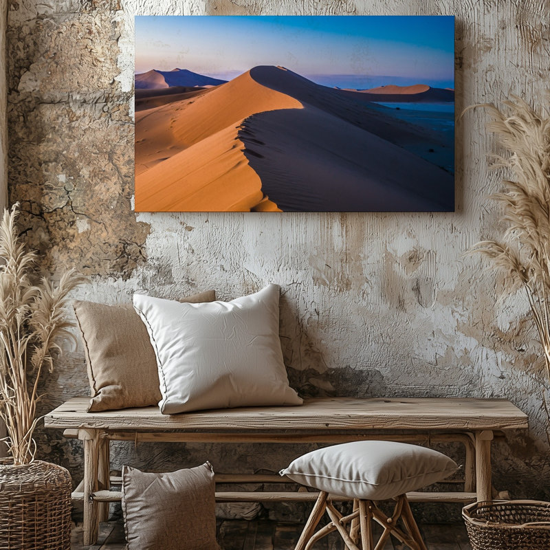 Toile, "Un paysage serein du désert au crépuscule", art mural qui crée des formes ondulées lisses, H 9 po x l 12 po
