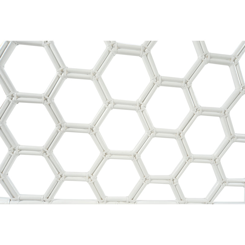 Honeycomb Wicker/Rattan Open-Frame Headboard, Navy Blue, King