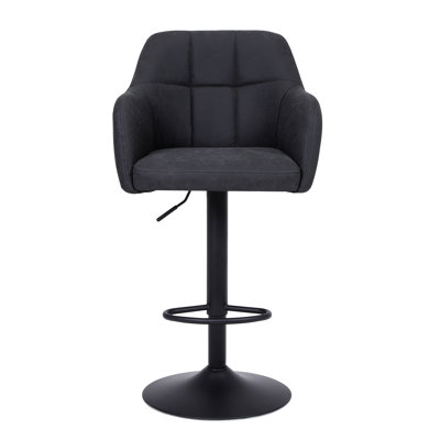 Upholstered Counter Height Stool, 360 Degree Swivel Bar Stool with Arms by Lark Manor