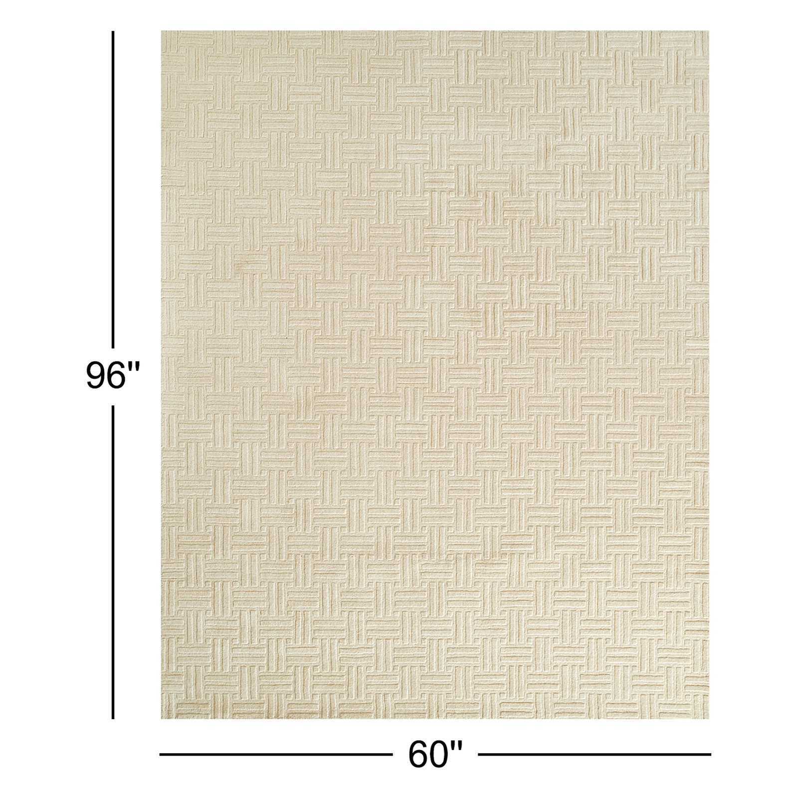 Maricopa Ivory Hand-Loomed Geometric Wool Rug, Rectangle 5' x 8'