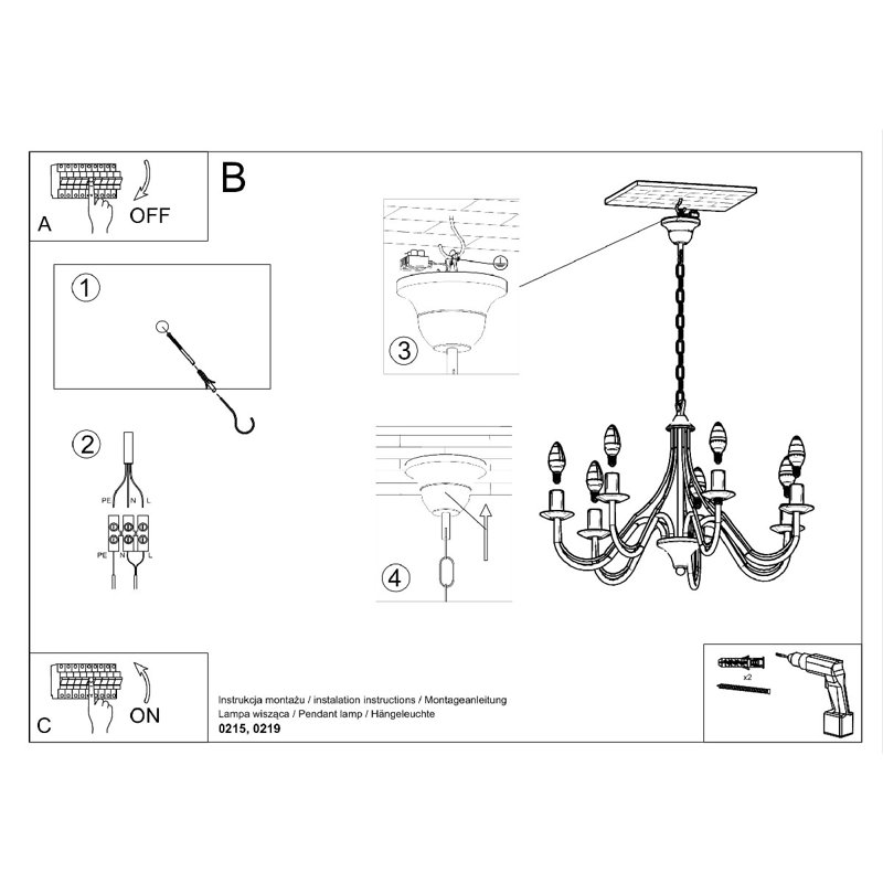 Collyer 7 - Light Chandelier, Biały