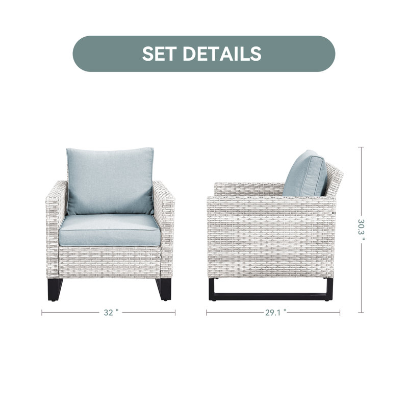 Ingvald Outdoor Lounge Chair, Light Gray, Baby Blue