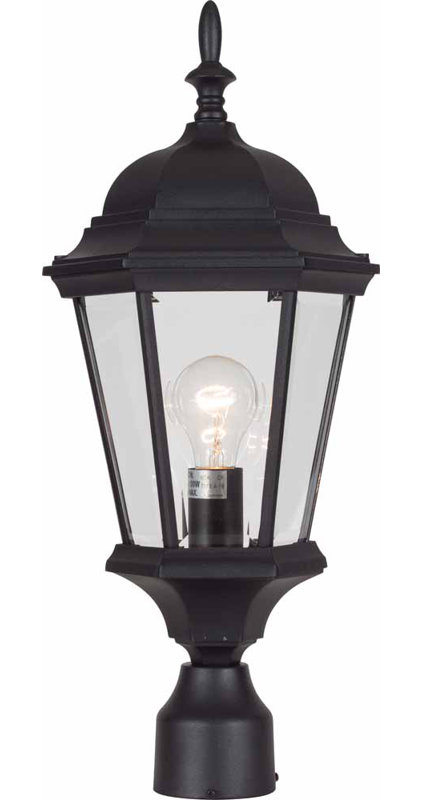 Black Aluminum Outdoor Post Lantern with Clear Glass