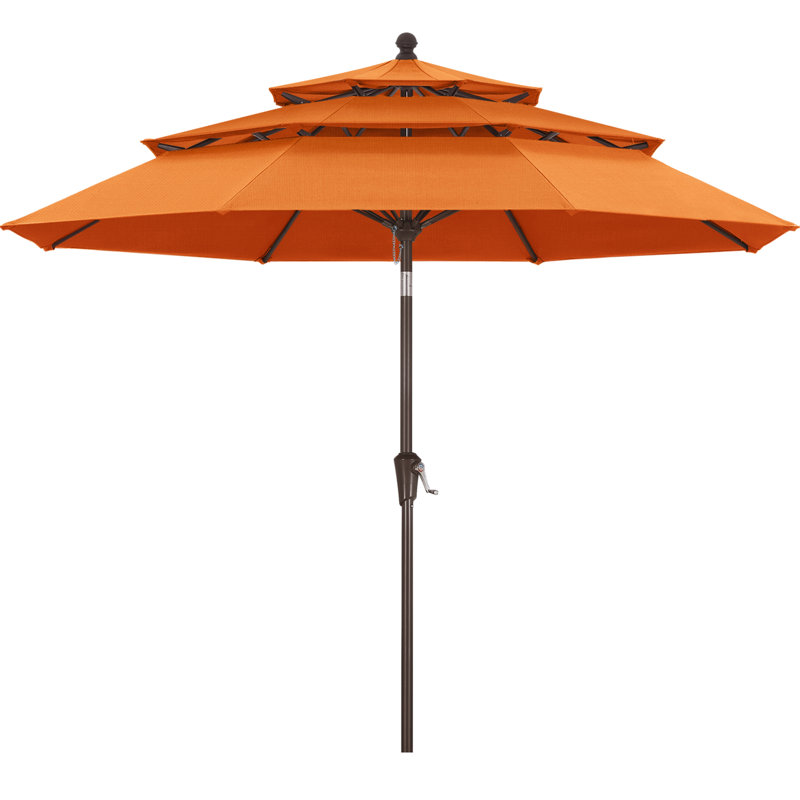 Parasol de marché à 3 niveaux en oléfine de 2,74 m (9 pi), avec inclinaison et levage à manivelle., Clémentine