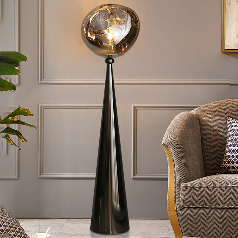 Black+Amber Iron+Acrylic Free form Floor Lamps