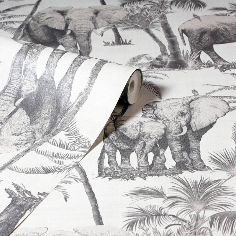 Papier peint Adelia Neutral Elephant Grove